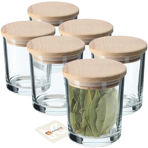KADAX Lot de 6 bols en verre transparent de qualité supérieure pour noix, glace, sauces, desserts et olives (6 x 245 ml, ronds avec couvercles)