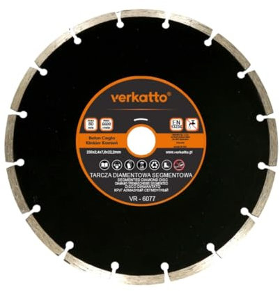 Verkatto Diamant-Trennscheiben Diamantscheibe 230 mm Trennscheibe Universal 230x22,23 mm segmentierte gelötete Diamantscheibe Stein, Ziegel, Asphalt, Metalle, Holz, Beton, Stahlbeton, Klinker
