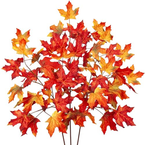 Arborus 3 Stück Künstliche Zweige für Vase Herbst Deko Künstliche Ahornzweige 81 cm Künstliche Herbstzweige Äste und Zweige Deko Kunstweige mit Herbstblätter Herbst Ästhetic Zweige für Tisch Deko