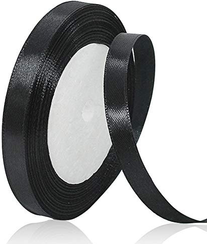 Schwarz 10mm Breit Satinbands, 22 Meters Schleifenband, Geschenkband für Geschenkverpackungen, DIY Handwerk, Blumensträuße, Nähprojekte, Schleifenherstellung, Geburtstags- und Hochzeitsdekorationen