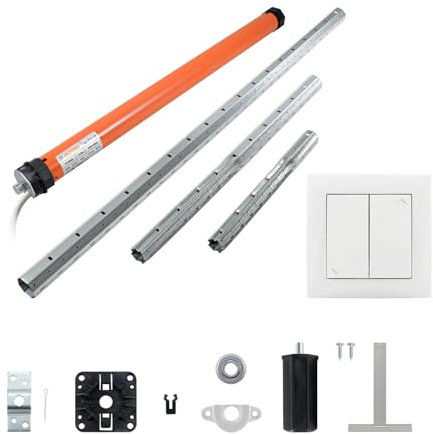 3T-MOTORS Rollladenmotor Komplettset mit Wippschalter, SW40 Welle 1,90 m, 3T35-13B (Zugkraft 13 Nm/40 kg) mit elektronischen Endschaltern, einfache Montage mit Zubehör, Rollladenantrieb
