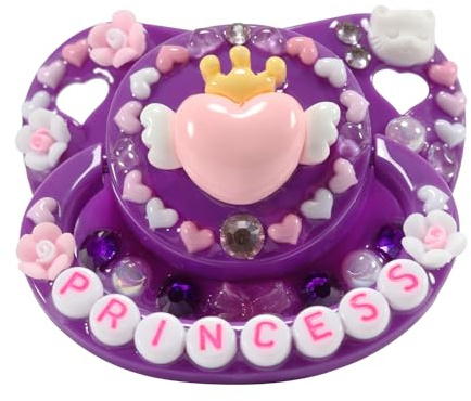 CutiePlusU Adult Sized Schnuller für Erwachsene-Big Shield DIY Handmade - Kleine Prinzessin Dunkelviolett
