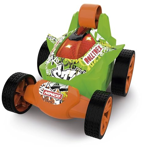 Ninco - NincoRacers Rolltrex Green Ferngesteuertes Auto | RC Stunt Auto mit Wheelie-Funktion & rotierender Vorderachse | Akrobatik Fahrzeug mit Gummireifen ab 6 Jahren (NH93188)