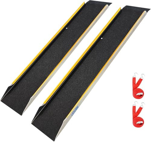 LIEKUMM 2 Stück Auffahrrampe, 600 kg Tragkraft 150 x 25cm Aluminium Verladerampe, Auffahrrampe für Anhänger Motorrad ATV Quad PKW Fahrrad Auto Laderampe
