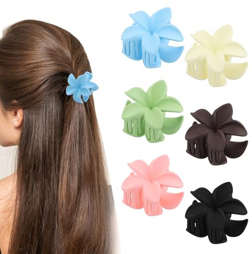 Pinzas para el Cabello Con Forma de Flor, 6 Piezas Antideslizantes Coloridas Pinzas de Pelo, Pinzas Pelo Mujer Flores Pinzas para el Cabello de Sujeción Fuerte para Cabello Grueso, Cabello Fino