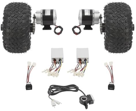LUNICASHA Kit di conversione per carrelli elettrici, 350 W, 36 V, doppia ruota per bici da spiaggia elettrica, set di ruote per piccoli go-kart, sedie a rotelle elettriche e scooter vecchi