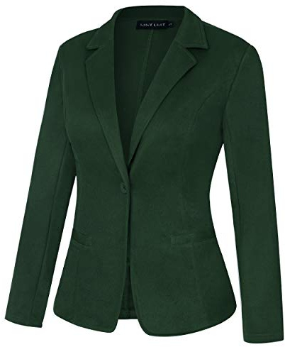 LADI TREND Womens Long Sleeve Blazers Linen Jacket Plain Casual Outerwear (Dark Green XXL)