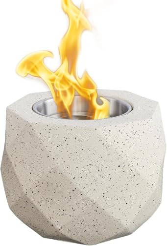 KISKVV Chimenea de Bioetanol de Mesa, Elegante Chimenea para Fogatas Portátil con 2 Cámaras de Combustión, Chimenea Decorativa en Hormigón para Fiestas Salón Jardín Balcón