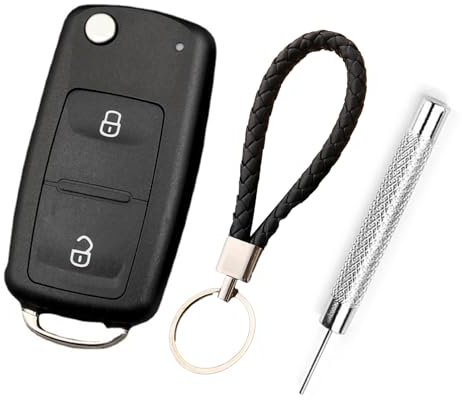 Batheidon 2 Tasti Guscio Chiave Auto Compatibile con per VW Transporter T5 T6 Polo G Amarok, Custodia Telecomando Chiave di Ricambio con Lama Non Tagliata e Accessori