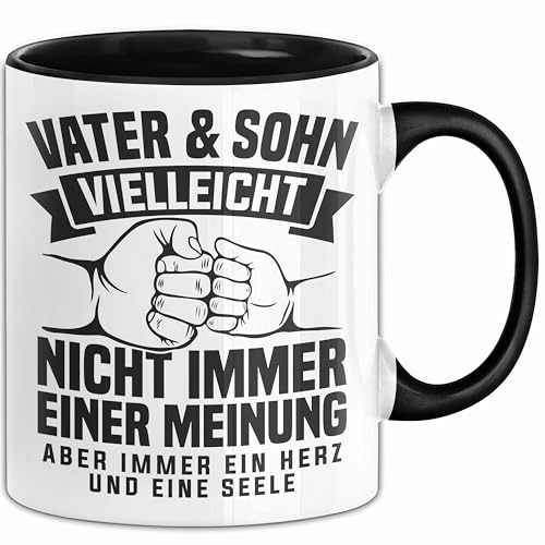 Vater & Sohn Tasse Geschenk Zum Vatertag Vielleicht Nicht Immer Einer Meinung (Schwarz)