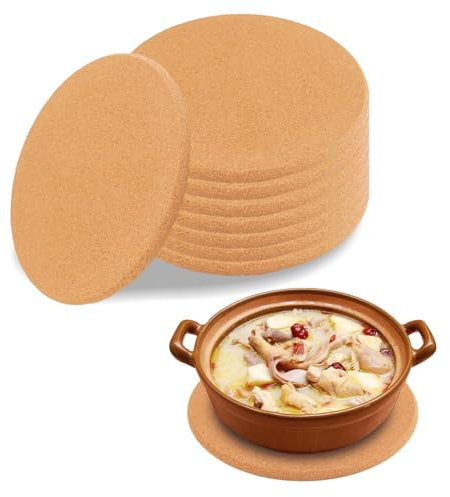 8 Stück Topfuntersetzer Kork, 19 cm Durchmesser Korkuntersetzer Rund, rutschfeste Untersetzer Topf, Rund Topfuntersetzer Hitzebeständig für Töpfe, Auflaufform, Pfannen