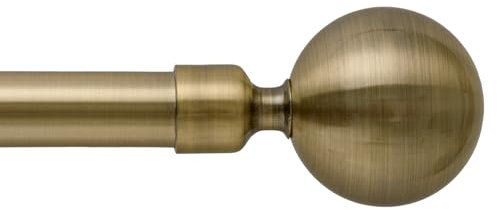Gardinenstangen Ball Endstücke Antik Messing Ausziehbare Gardinenstangen 76 bis 210 cm mit 3 Stück Vorhanghalterungen 30 bis 84 Zoll Länge für Wohnzimmer, Schlafzimmer, Küche