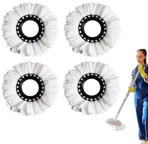 4 Pack Spin Mop Heads, Spin Mop Heads Replacement, Universal Spin Mop Heads Replacement, Spin Mop Heads for Cleaning Office, Indoor and Outdoor, Compatible with Most Spin Mops