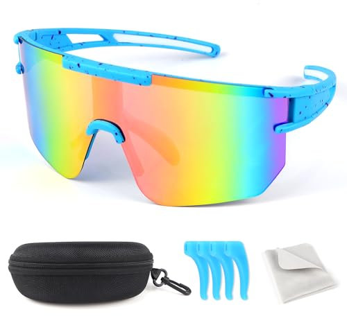 FSWWSF Schnelle Brille Fahrradbrille Damen Herren Sportbrille UV400 Schutzbrille Sonnenbrille Anti-Uv Sportbrill für Outdooraktivitäten Wie MTB Rennrad Fahrrad Ski Rave