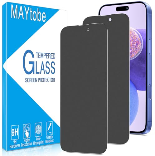MAYtobe 2 Pack Matte Privacy Screen Protector for iPhone 16 Plus | Tempered Glass Anti Spy, Full Coverage, Anti-Glare, 9H Hardness, Case Friendly, Anti Scratch