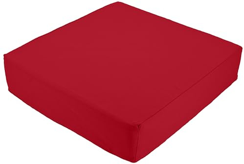 Stylelex Orthopädisches Sitzkissen Box - 100% Baumwolle 225g/m² mit Kaltschaum-Schaumstoff - Qualitatives Stuhlkissen - Feste Qualität - Waschbar (Rot, 45x45x10cm)