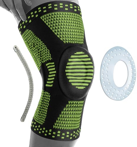 360 RELIEF Ginocchiera per Uomo e Donna, Gel Tutore Ginocchio Stabilizzante | 1 Pezzo Ginocchio a Compressione support Per Sportiva, Palestra, Lavoro, Pallavolo, Maintien Genou M Verde