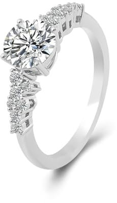 Beydodo Eheringe Weißgold 375 Einzeln Damen, Hochzeit Ring mit Moissanit Verlobungsringe Frauen Ringe Nickelfrei Gr.55 (17.5)
