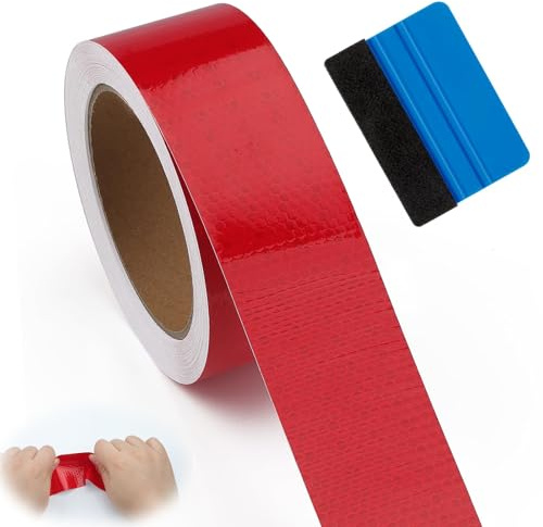 Reflektierendes Klebeband 16M x 5CM Wasserdicht Reflektorband Reflektorstreifen Selbstklebend Reflektor Klebeband Reflective Tape Rot Hohe Intensität Warnung Reflektorbänder Reflektorfolie für Autos