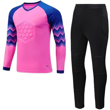 inhzoy Uniforme da Portiere Bambino Ragazzo Maglia da Portiere di Calcio Goalkeeper Jersey Maglietta da Calcio + Pantaloni della Tuta Completo da Portiere di Calcio Tracksuit