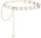 Yuanchu Women Rhinestone Chain Belt, Crystal Body Link Belt Metal Dress Belt Adjustable Skinny Waist Chain Belt for Dress(Gold)