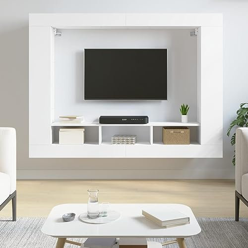 Xichuzi Mueble para TV Madera de ingeniería Blanco 152x22x113 cm, Mueble TV Salon, Mesa TV, Mueble Television, Mueble Bajo TV, Módulos De Salón, Mueble Salon Moderno