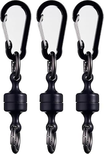 SPHOSWHP Schnellverschluss-Schlüsselanhänger, magnetischer Entriegelungshalter, stärkster magnetischer Karabiner zum Fliegenfischen, magnetische Metallhaken, schwarz, Schwarz , One size