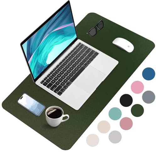 Zanfqvo Schreibtischunterlage 80x40cm - Mauspad XXL aus PU-Leder, Wasserdicht und rutschfest - Multifunktionales schreibunterlagen - tischunterlage für Büro/Home/Laptop (Dunkelgrün)