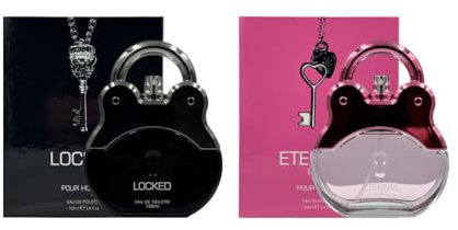 Locked & Eternal Love 2 × 100 ml Eau de Parfum Gift Set – His & Hers Perfume Set by Laurelle London – Long Lasting Floral & Woody Fragrance Duo – Romantic Luxury Couple Perfume Gift for Men & Women