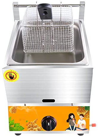 Freidora De Gas De Propano De Acero Inoxidable Grande Con Cesta Y Tapa Para Cocina/Restaurante/Comida Rápida
