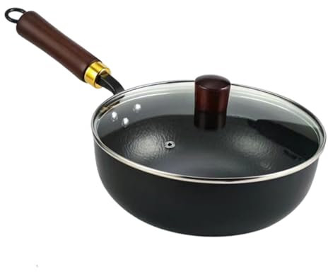 Japanese Wok - Wok With Lid Non Stick | Steel For Everyday Cooking | Frying Pan Ideal For 3-5 People Induction | Thick Non-stick Hand-Forged Pot Stove Induction Hob Kitchen Restaurants
