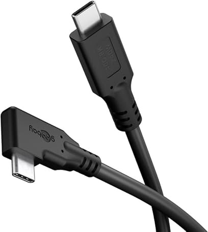 goobay USB-C Kabel 4.0/90° - 1m schwarz-240W, 40 Gbit/s, Power Delivery, USB-C auf USB-C, superschnelle Datenübertragung, Ideal für Smartphone, Laptop, Festplatte, kompatibel mit Thunderbolt-79432