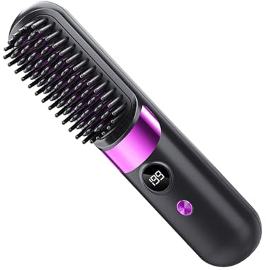 Cordless Hair Straighteners,Maslasee Rechargeable Hot Brush & Hair Dryer Brush with Adjustable Heat Settings LED Display, Portable for Travel & Everyday Use, All-in-One Hair Straighteners,Valentine's