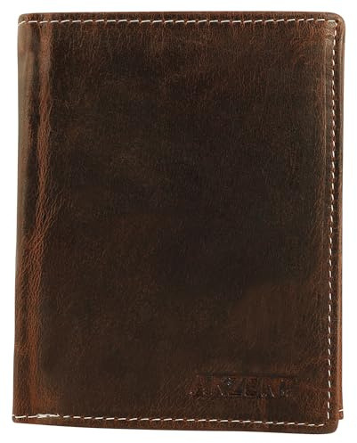 Akzent Geldbörse für Herren aus Leder in Braun, Geldbeutel mit Druckknopf in 12,3 x 9,5 x 2 cm