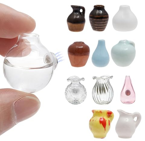 12Pcs Mini Vase Magnets for Fridge, DIY Ceramic Tiny Vase Magnets Fridge, Cute Funny Plant Flower Vases Refrigerator Magnet Home Kitchen Office Decoration for Refrigerator and Kitchen Locker