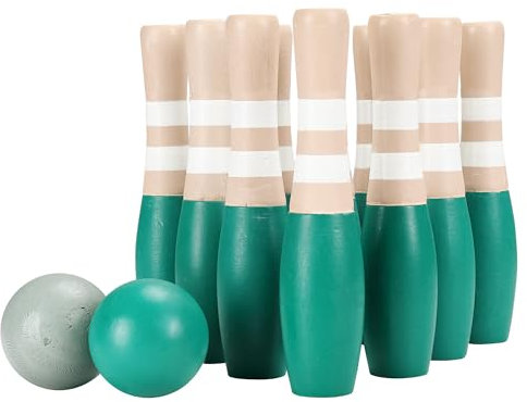 STERLING 4259 Wooden Lawn Bowling, Blue/Turquoise and Gray