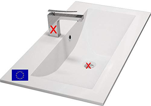 Einbauwaschbecken 80cm Einbau-Waschtisch 80x45x15cmzum Einbau in eine Platte, hochwertiges Mineralguss, Qualität Made IN EU