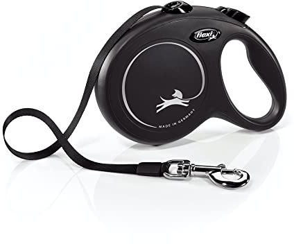 Flexi Klassische einziehbare Hundeleine, 4,9 m, Schwarz