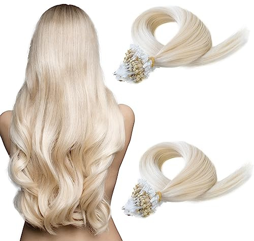 100s-80g-16 18 20 22 Micro Loop Ring Remy Human Hair Extensions-Grade AAA-Multi colors (#60 Platinum Blonde, 22)