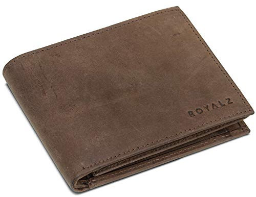 ROYALZ 'Detroit' Porte-Monnaie en Cuir pour Homme Etui avec Protection RFID - Porte-Feuille étui Compact Format Horizontal dans Un Design Vintage, Couleur:Montana Marron