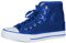 Brandsseller Damen Sneaker mit Pailletten und Glitzer - halbhoch mit Schnürsenkeln modisch bequem für Alltag & Party – Blau