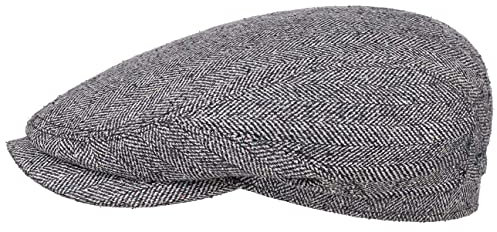 Stetson Belfast Silk Schiebermütze Herren - Flatcap aus Seide - Herrencap Made in EU - Seidenmütze Frühjahr/Sommer - Flat Cap blau-grau 58 cm
