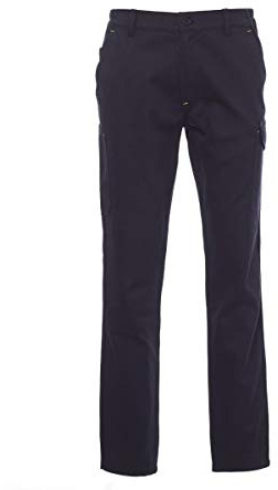 PAYPER Power Pantalone da Lavoro Unisex Uomo Donna 100% Cotone Chiusura Zip Tasche Anteriori Laterali Posteriori Porta Metro Passanti in Vita Blu Navy