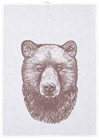 Frohstoff - Geschirrtuch, Küchentuch, Trockentuch - Bär Rosenholz - 50 x 70 cm - 50% Leinen, 50% Baumwolle