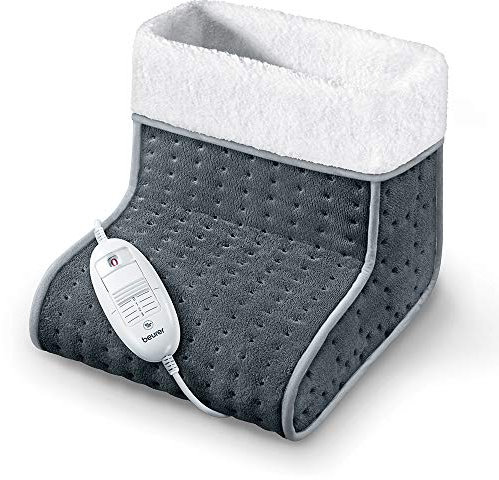 Beurer FW 20 Cosy Fußwärmer, elektrische Fußheizung mit 3 Temperaturstufen und Abschaltautomatik, maschinenwaschbar, grau, wärmender Fußsack