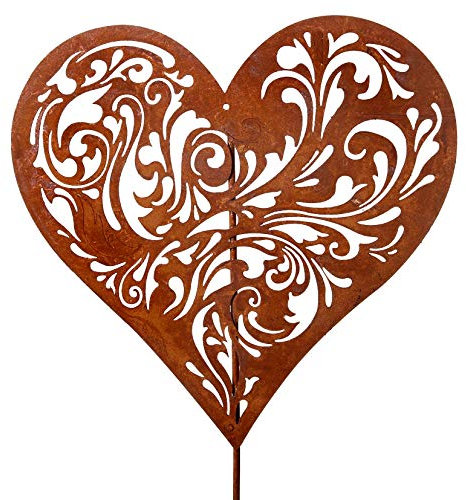 Metall Stecker. Herz Rankenornament. Rost Gartenstecker, Blumenstecker ca 78 cm. Art.: 68970