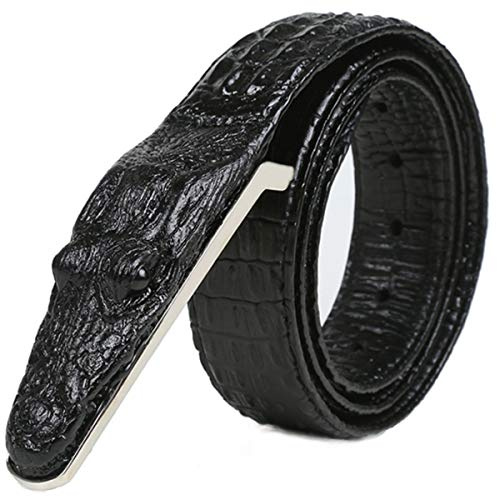 LX-SUNCX Herren Gürtel, Alligator Gürtel Rindsleder Krokodil Print Gürtelschnalle - mit Geschenkbox