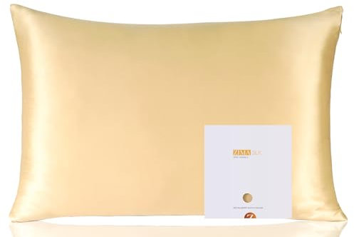 ZIMASILK Kissenbezug, 100% natürliche Maulbeerseide, für Haar und Haut, 19 mm Seide auf beiden Seiten, 1 Stück, champagnerfarben, 50 x 75 cm