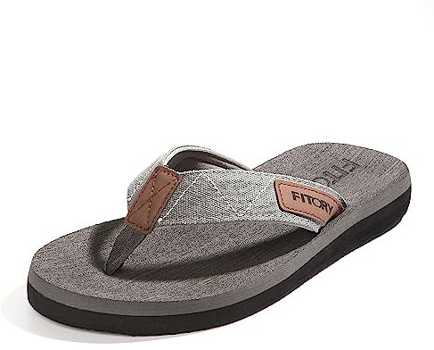 FITORY Herren Flip Flops Beach Sandalen Surfen Zehentrenner Sommerschuhe, Grau, 47 EU
