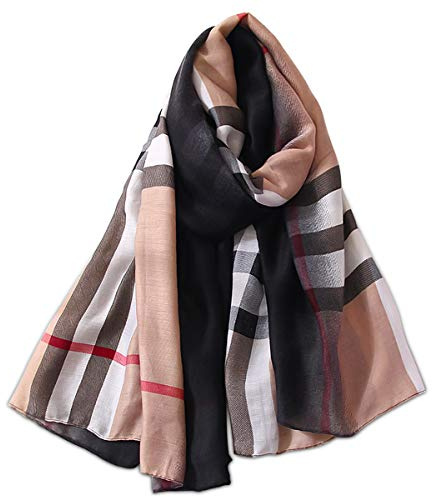 LumiSyne Chaude Écharpe Femmes Mode Léopard Carreaux Doux Coton Foulard Imprimée Asymétrique Unique Grand Châle Automne Hiver Etoles Cache-Cou